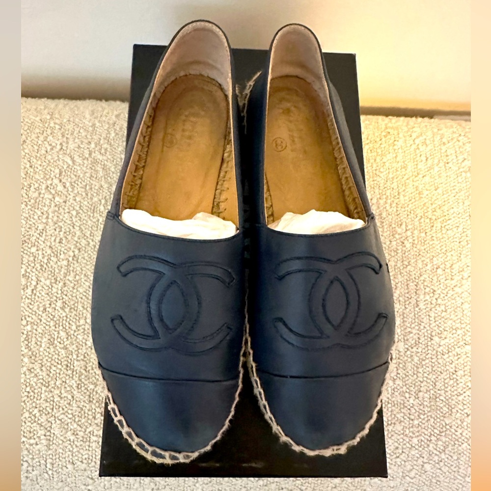 Chanel Navy Espradrille 35 35.5 36